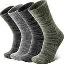 Anlisim Merino Wool Warm Boot Hiking Socks Thermal Extra Thick Winter Cozy Crew Comfy Cushioning Work Women Men Socks 4 Pairs (Large, Green/Black/Grey)