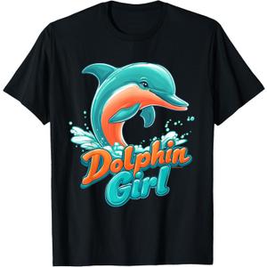 Dolphin Girl Florida Souvenir Miami Beach Gift for Women T-Shirt, Small