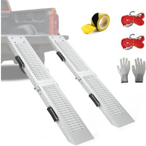 Loading Ramps 2Pcs for Pickup Trucks, Lawn Mover, Motorcycle, 67" ATV Ramps
1500 LBS, Folding Stainless Steel Truck Shed Trailer Ramps with 2 Tie Down Straps & Marking Tape