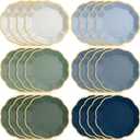 72 Pcs Dusty Blue and Sage Green Color Paper Plates 9 Inch Green Blue Gradient Scalloped Paper Disposable Dinner Dessert Plates for Birthday Wedding Bridal Party Supplies
