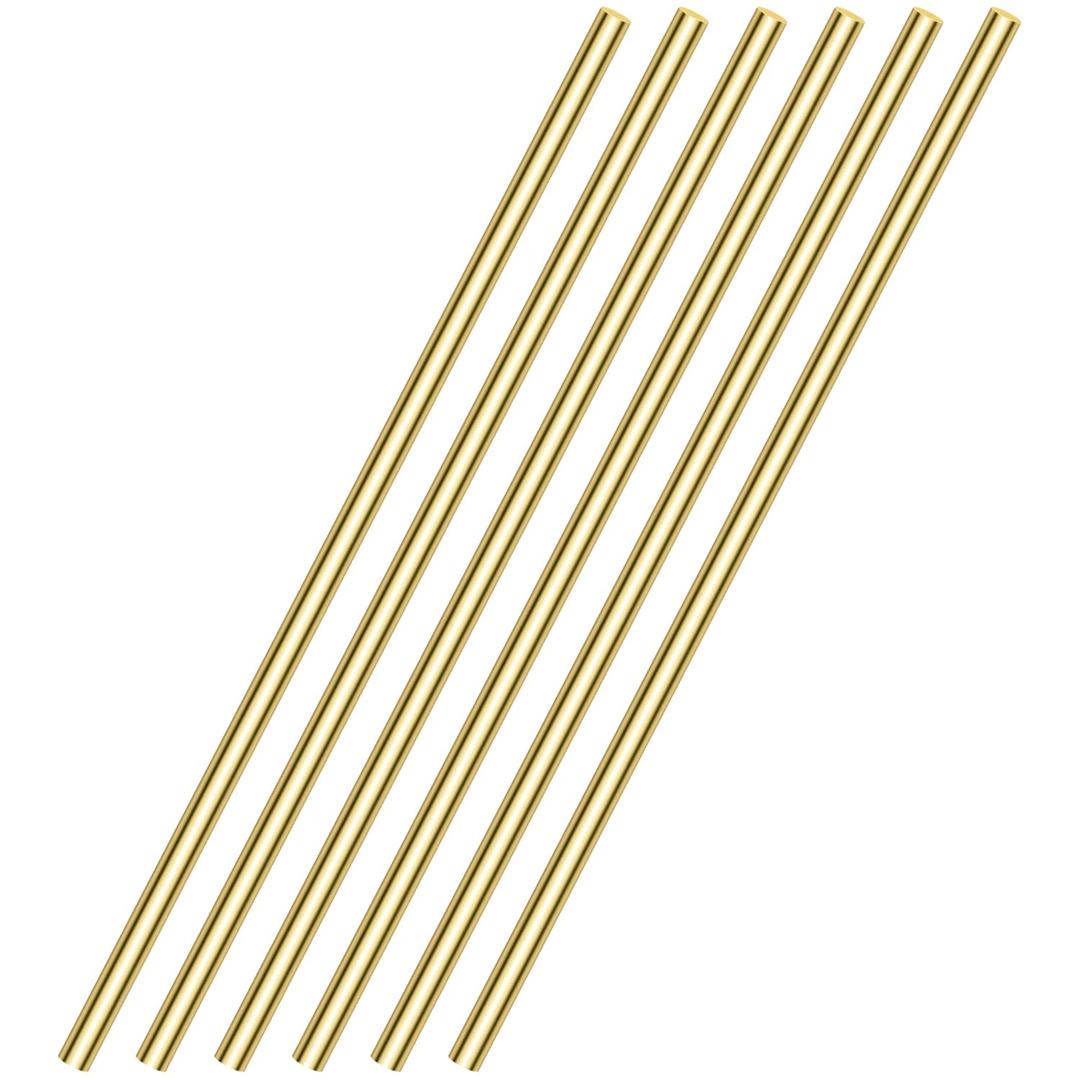 6 Pieces 12 inches 1/5 inch/5.0mm Brass Rods, Sutemribor Brass Solid Round Rod Lathe Bar Stock, 1/5 inch/5.0mm in Diameter, 12 inches in Length