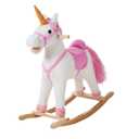 Happy Trails Unicorn Rocking Horse, White/Pink, 28.5” x 11” x 30”