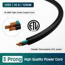 Elecan 3-Prong Replacement Power Cord 15 Ft, Heatproof Flexible Durable AC Device Power Cable for Appliance, Computer, TV, Monitor, Printer, ETL Listed 18AWG 125V 10A, with Ties