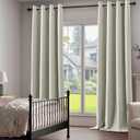100% Blackout Linen Textured Curtains 84 Inch Length 2 Panels Set for Living Room, Bedroom, Full Blackout Curtains with Grommets Top, Natural Linen, 52" W x 84" L, 2 Panels
