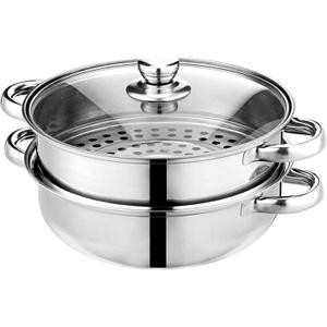 Steamer Pot for Cooking 4 Quart Steamer Pot 2-tier Multipurpose 18/8 Stainless Steel Steam Pot Cookware with Lid for Vegetable, Noodles, Pasta, Food