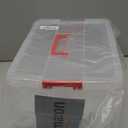 JUXYES 2-Tiers Stack Carry Storage Box With Handle, Transparent Stackable Storage Bin With Handle Lid Latching Storage Container for School & Office Supplies (Red)