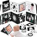 URMYWO Tummy Time Mirror Toys, Visual Stimulation Learning Cards, High Contrast Black and White Baby Toys for Newborn, Soft Baby Book for Infant 0-12 Months, Baby Boy Girl Shower Gift