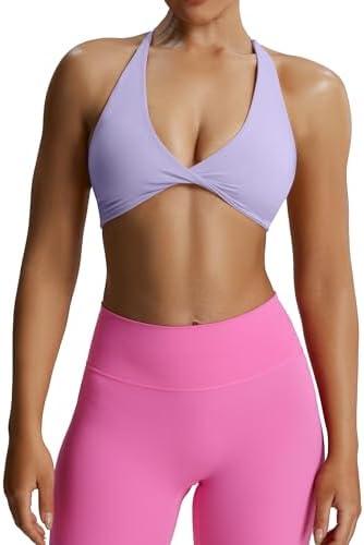 Aoxjox Women's Workout Sports Bras Fitness Sienna Low Impact Bra Yoga Crop Tank, Small