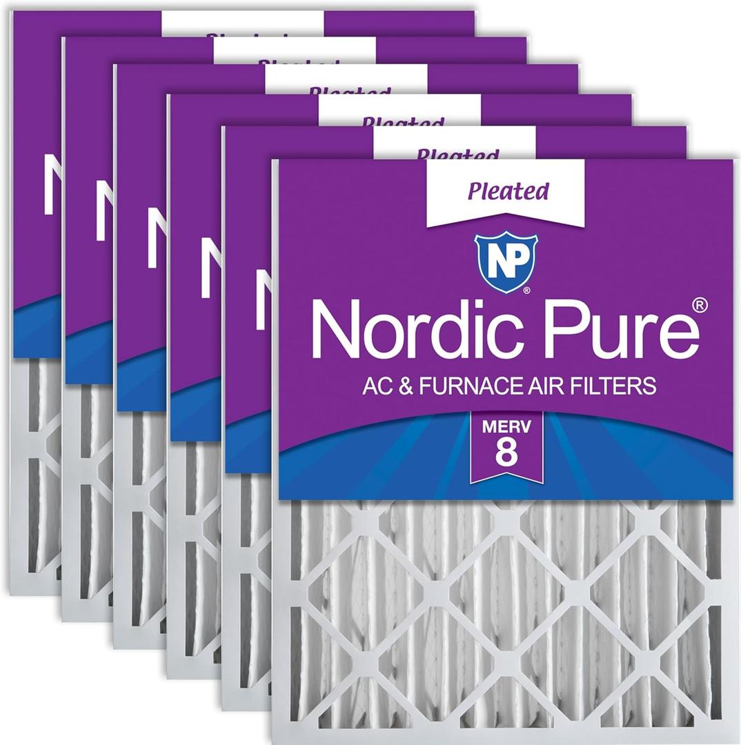 Nordic Pure 16x20x4 (Actual Size: 15 1/2 x 19 1/2 x 3 5/8) Pleated MERV 8 Air Filters 6 Pack