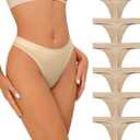 SHARICCA Seamless Thongs for Women Sexy Breathable No Show Thong Underwear Women Multiple Pack (Medium, (6 Pack) Nude Colors)