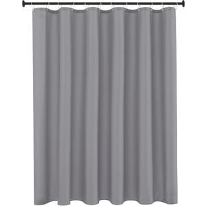 Biscaynebay Fabric Long Stall Shower Curtain Liners 54" Width by 78" Length, Silver Grey Water Resistant Bathroom Curtains, Rust Resistant Grommets (9 Holes) Weighted Bottom Machine Washable