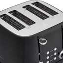 Amazon Basics 4 Slice Toaster with 4 Slots, 6 Browning Settings, Defrost, Removable Crumb Tray, Bagel Function, Cancel Button, 1600W, Black