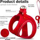 Fida Comfy Dog Harness with Leash, Soft Puppy Vest Escape Proof, Breathable Lightweight Soft Mesh, Adjustable Reflective Step-in Harness for Small & Medium Pet Walking (M, Red)