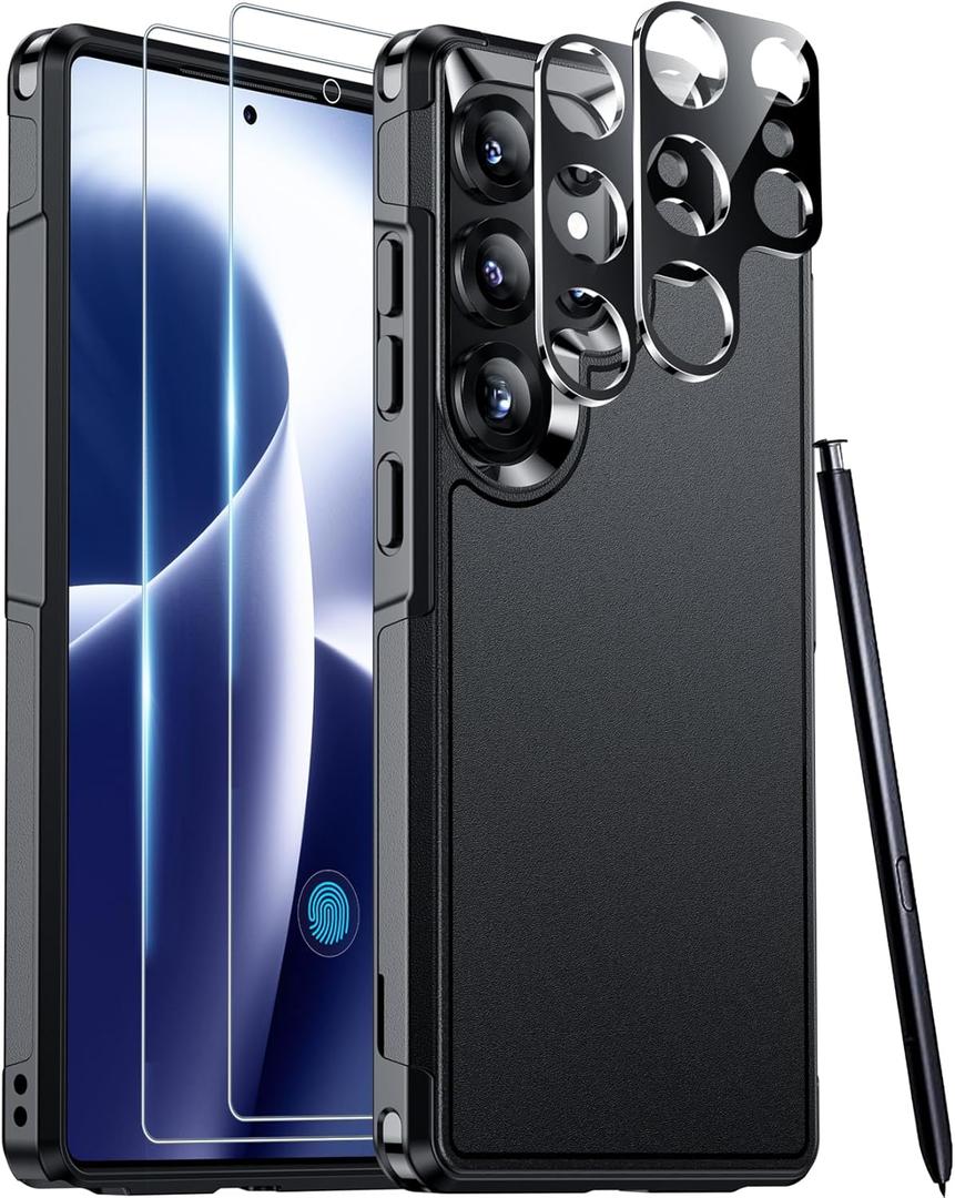 2 x Red2Fire for Samsung Galaxy S25 Ultra Case, [Military Grade Drop Protection] Heavy Duty Full Body Shockproof Protection Non-Slip Phone Case for S25 Ultra Case 6.9 inch Black