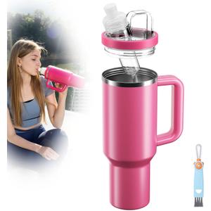 Tumbler Adapter for Stanley to Flavors Cartridges | Leak-Proof Silicone, Food-Grade Material, Compatible with 30oz & 20oz Stanley Quencher H2.0 FlowState Tumblers and Flavor Cartridges, Easy Clean (Passion Pink)