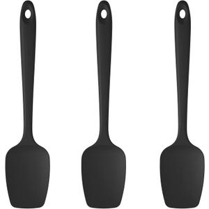 U-Taste Silicone Spoon Spatula Set, 600F High Heat Resistant Food Grade Flexible Rubber Scraper, Cooking Mixing Baking Kitchen Utensils Set of 3 (Black)