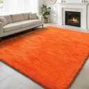 8x10 Fluffy Area Rugs for Living Room,Shag Area Rug for Bedroom,Soft Orange Fuzzy Rug Non-Shedding Indoor Plush Carpet for Kids Bedroom Nursery Home Decor