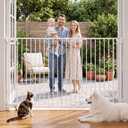 46.5"-61" Retractable No Bottom Bar Baby Gate for Stairs, 36" Tall