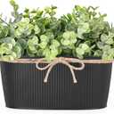 Dahey Artificial Eucalyptus Faux Plants Indoor for Farmhouse Home Decor Fake Potted Plants in Rustic Rectangular Pots Table Centerpiece for Bathroom Laundry Living Room Greenery Decor, Black