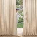 MIULEE Non-See-Through Privacy Linen Curtains 2 Panels, Light Filtering Window Curtains Farnhouse Textured Back Tab Semi Sheer Drapes for Bedroom Living Room, 52 x 96 Inches Long, Light Brown