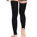 KEVVI Thigh High Footless Compression Sleeves for Women & Men, Thigh High Leg Sleeves Firm 20-30 mmHg Graduated Support Compression Stockings For Circulation Leg 20-30mmHg Ted Hose Support (BLACK, 5XL