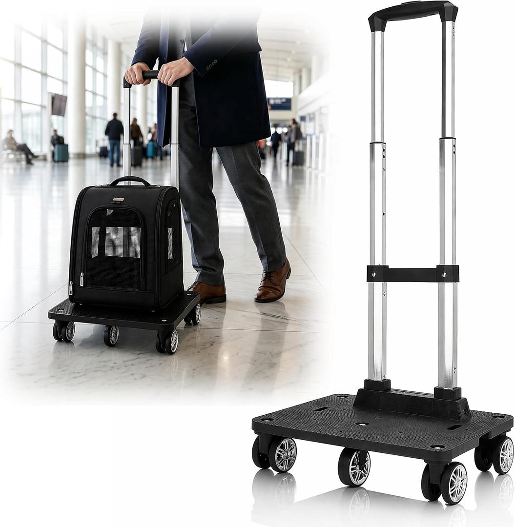 Spinner Wheelbase Luggage Cart, Extra Wide for Bags & Pet Carriers
Anti-Tilt 5-Wheel Platform, Foldable Trolley, Supports Up To 66lbs, Foldable Aluminum Frame, Wheel Base Only, 14.96" W, Black