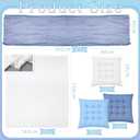 Extra Large Outdoor Picnic Blanket with Table Runner and Floor Pillow Cushion for Picnic Wedding Birthday Baby Shower Backyard(91 x 71'',Blue,White,6-Person)