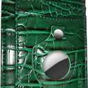 Slim Wallet AirTag Holder Minimalist Front Pocket RFID Blocking Men and Women Leather Wallets, Green-Crocodile