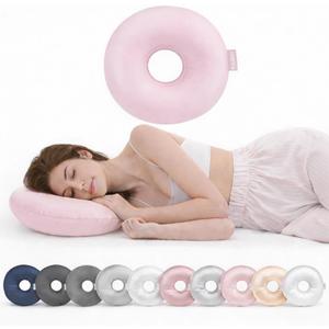 RQUXMT Piercing Pillow for Side Sleepers with Ear Hole, Donut CNH Pillow, Pressure Reduction, Skin-Friendly Washable Adjustable Ear Cushion (Large, Cotton, Light Pink)