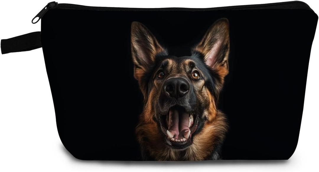 German Shepherd Makeup Bag Cute Small Organizer Bag with Zipper German Shepherd Puppy Print Cosmetic Bag Birthday Gifts for Dog Lovers Women Friends