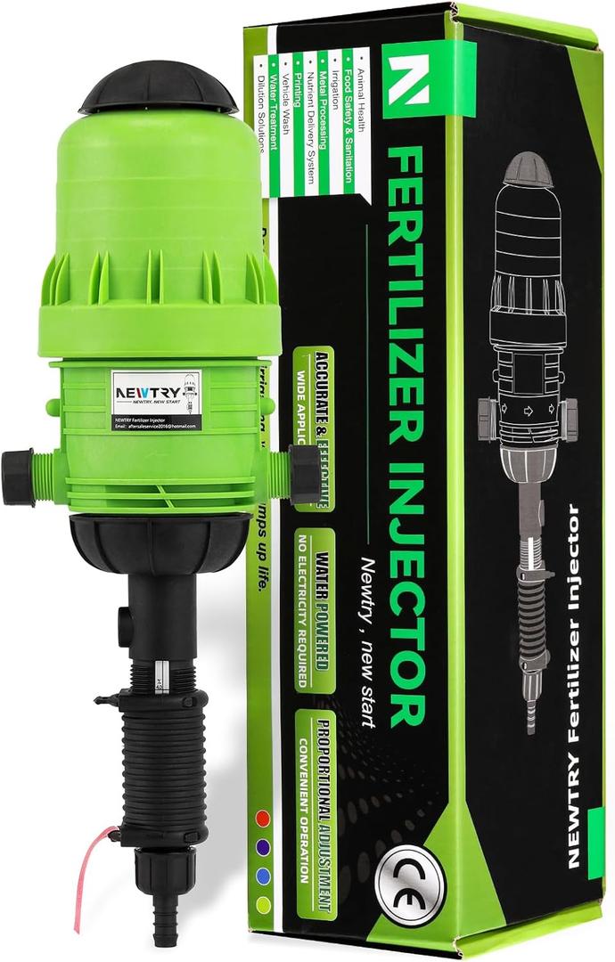 NEWTRY 0.4%-4% Fertilizer Injector for Drip Irrigation Adjustable Water Powered Dosing Pump 3/4" NPT