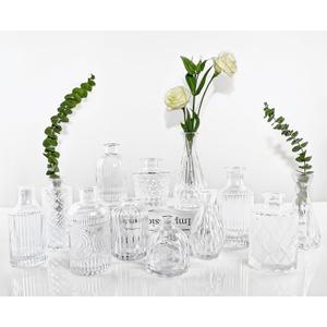 Glass Bud Vases Set of 12, Small Vases for Centerpieces, Vintage Mini Vases for Wedding Decor, Clear Glass Bud Vase in Bulk, Office and Home Table Flower Dcor (12pcs-clear)