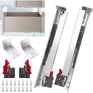 4 Pairs Undermount Drawer Slides 21 inch Undermount Soft Close Drawer Slides Full Extension Concealed Drawer Runners with Mounting Screws, Locking Device and Brackets 100 lb Load Capacity 21" 8pcs
