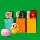 qiqee 100Pcs Mini Size Paper Gift Bags with Handles - 4.5"2.5"6" Kraft Small Party Bags - 16 Solid Colors