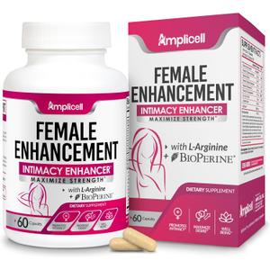 AMPLICELL Women's Libido Support & Hormone Balance Maca, Ashwagandha, Dong Quai, Ginseng & Tongkat Ali Energy, Mood & Feminine Vitality Non-GMO, Vegan 60 Ct EXP: 01/2028