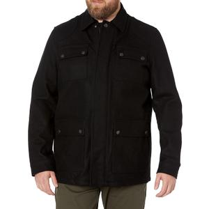 Men's Wool Blend Zip Front Military Jacket (X-Large, Black)