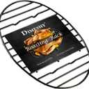 Roasting Rack, Black with Integrated Feet, Enamel Finished, Nonstick, fit for 15 inches oval roasting pan, safety, dishwasher, Great for Basting, Cooking, Drying, Cooling rack. (12.5x 8.5)