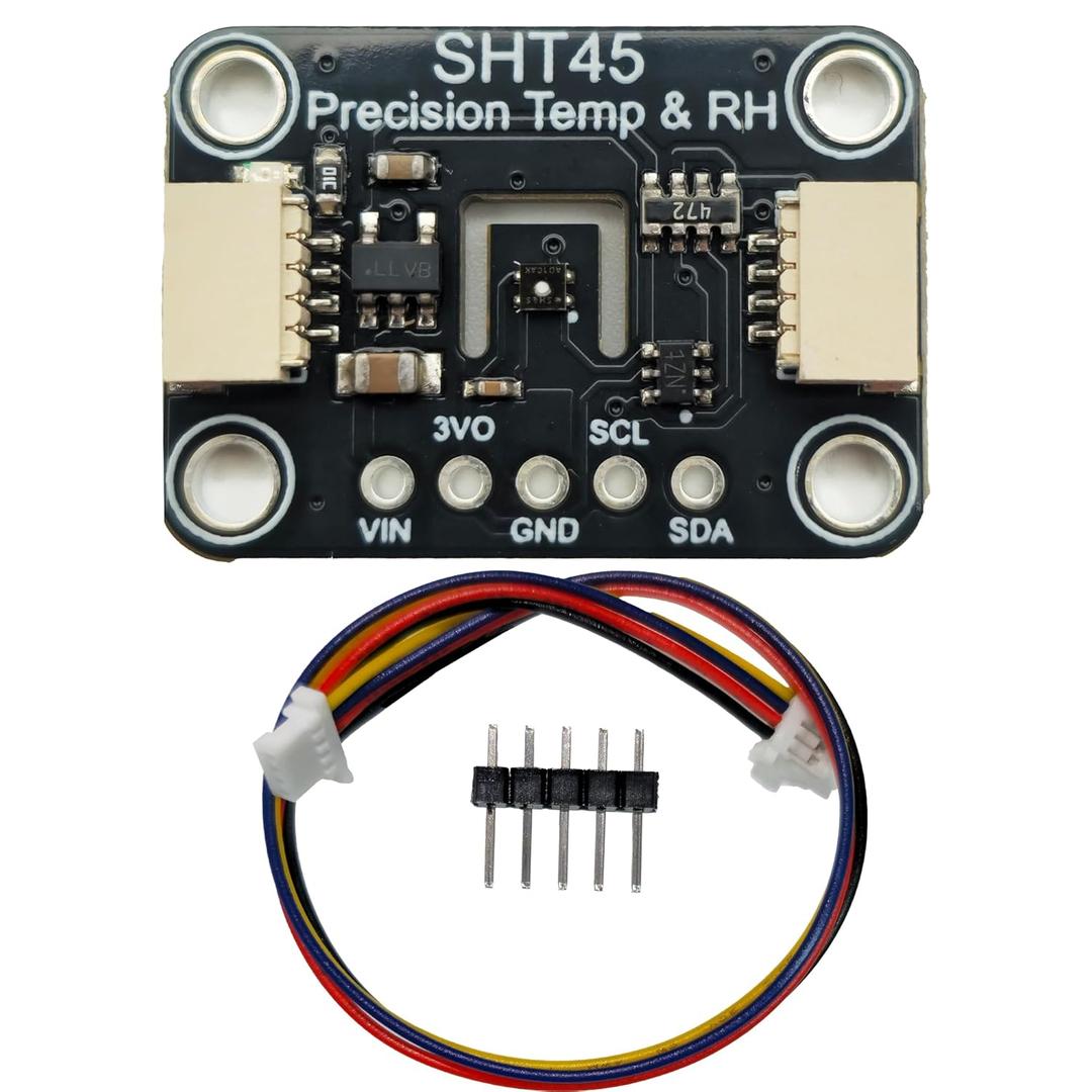 SHT45 PTFE Membrane Precision Temperature Humidity Sensor Module, 0.1C Precision, I2C Interface,Temp/RH, Breakout Board for Arduino ESP32