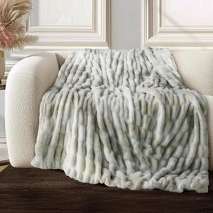 Ultra Soft Cozy Faux Fur Throw Blanket, Fuzzy Plush Thick Fur Blanket, Oversize Luxury Fluffy Blanket for Couch, Sofa, Bedroom, and Living Room,50x60 Inches,Double Sided Tie-Dye Light Grey