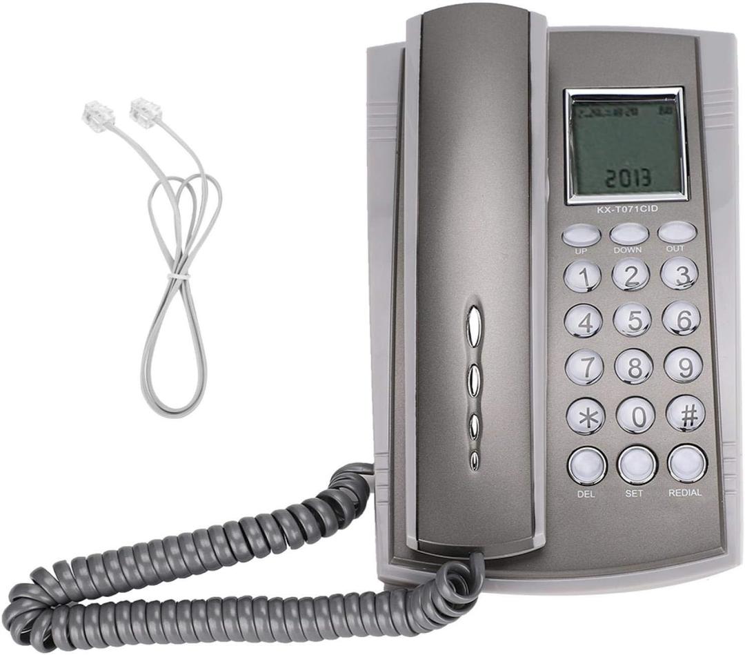 Wall Telephone,Corded Telephone Wall Mount Desktop Corded Caller ID Telephone,LCD Display Landline Telephone for Home Office Hotel Call Center,Gray