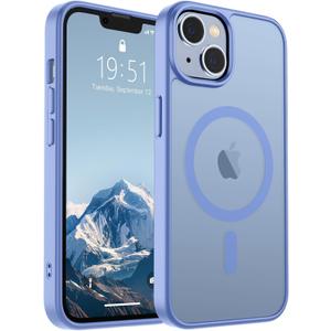 SUPFINE Magnetic for iPhone 14 Case & iPhone 13 Case (Compatible with MagSafe)(Military Grade Drop Protection) Slim Translucent Matte Shockproof Phone Cover, Blue Purple