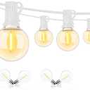 Abeja 50FT G40 LED Globe String Lights, Outdoor Patio String Lights with 50+2 Dimmable Shatterproof Bulbs, Backyard Outdoor Hanging Lights, Bistro Waterproof for Balcony Party Wedding, White Wire