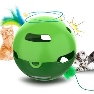 Muhhiba Interactive Cat Toys, Irregularly Rotating Feather Cat Toy Ball, Automatic Kitten Toy, Perfect for Bored Indoor Adult Cats