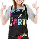 Painting Artist Apron with Pockets, Waterproof Painting Aprons for Adults, Adjustable Art Apron Bib Apron