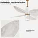 52" Tropical Ceiling Fans, Flush Mount Palm Leaf Ceiling Fan no Light, Indoor Ceiling Fans Without Light for Living Room Bedroom Kitchen Covered Gazebo, APP and Remote Control-White Gold