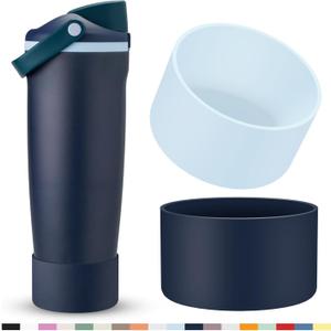 2 Pcs Silicone Boot for Owala 40oz & 30oz FreeSip Sway Tumblers, Protective Bottom Bumper Anti-Slip Sleeve Accessories for FreeSip Sway Water Bottles, Dishwasher Safe and BPA Free (Glacier+Navy Blue)