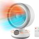 2 in 1 Heater Fan Combo, 1500W Portable Space Heater with Adjustable Thermostat, Electric Cooling Fan with Oscillating, Overheat & Tip-Over Protection, Ideal for Home & Office Use