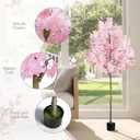 6FT Pink Artificial Cherry Blossom Tree, Realistic Potted Faux Cherry Tree, Silk Flower Fake Tree, Artificial Plants for Home Office Wedding Party Indoor Outdoor Front Door Decoration