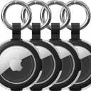 Compatible with AirTag Case Keychain, IPX8 Waterproof Air Tag Holder, Silicone AirTags Cases with Key Ring Apple GPS Item Finders Accessories (Black/Black/Black/Black)