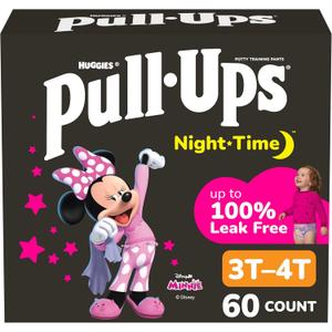 Pull-Ups Girls' Nighttime Potty Training Pants, Training Underwear, 3T-4T (32-40 lbs), 60 Ct